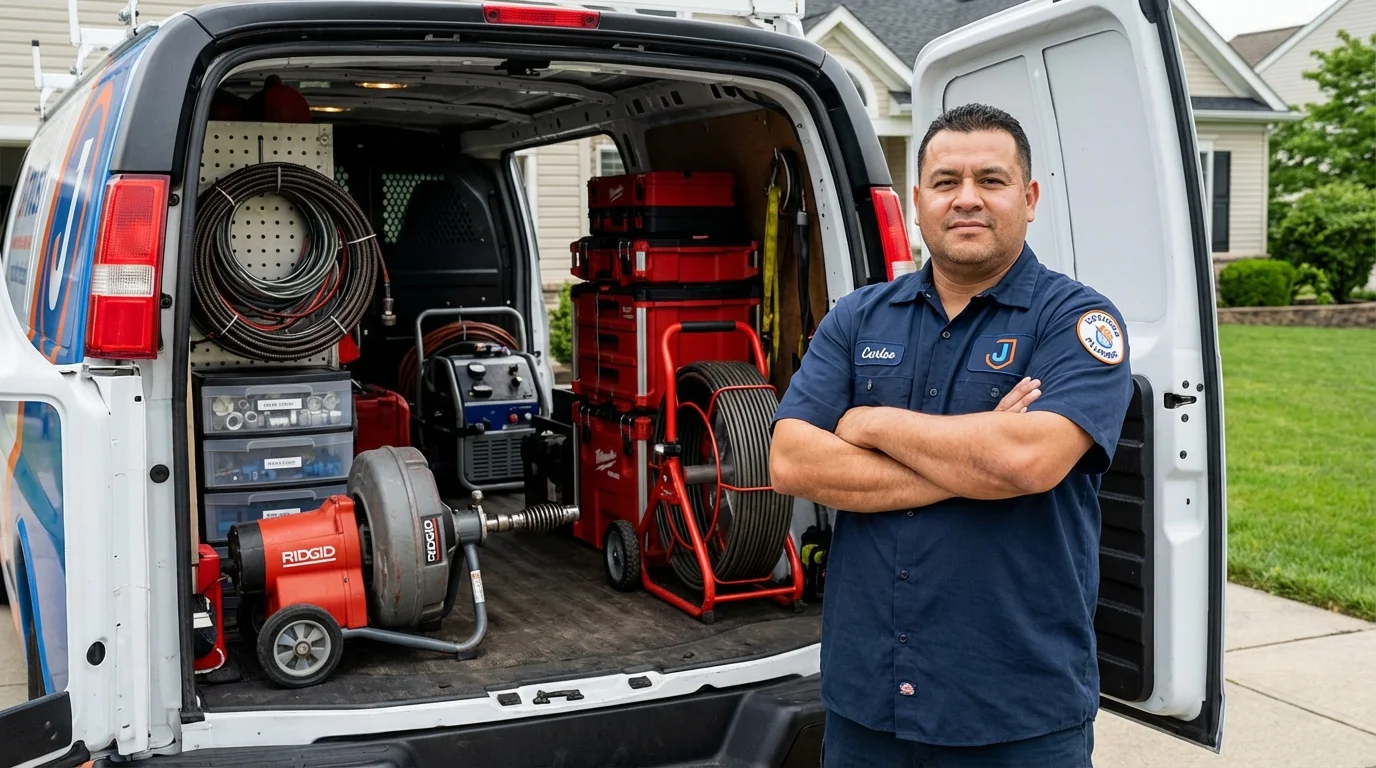 Professional drain cleaning equipment and Johns Plumbing LLC plumber in El Campo